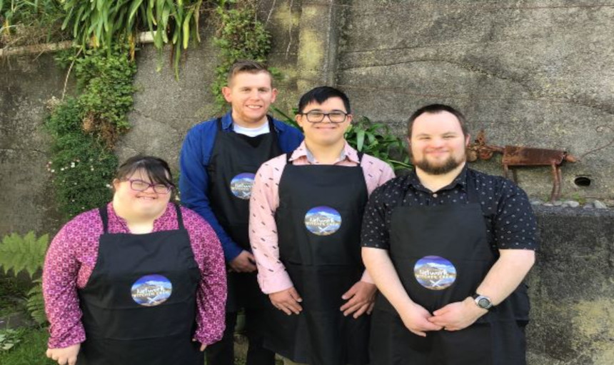 Everyday network group with their aprons on for cooking